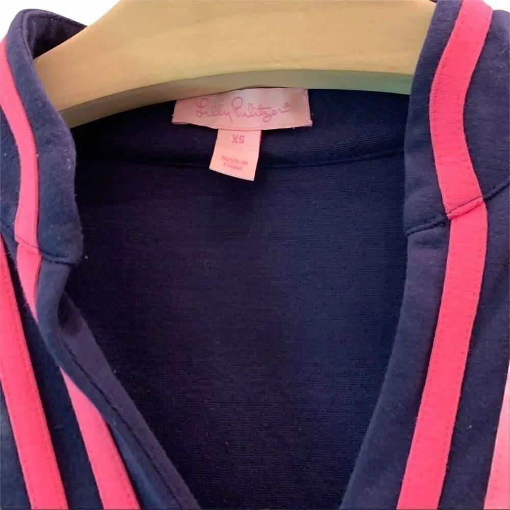 Lilly Pulitzer Navy Pink Button Front Tunic - Picture 3 of 4
